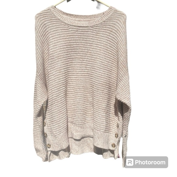 Joie Knit Tan Pullover Button Accent Sweater - Picture 1 of 3